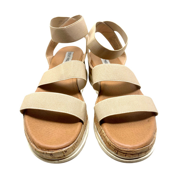 Steve Madden Bandi Sz 9.5 Flatform Platform Cork Wedge Sandals Strappy Lug Sole - Picture 5 of 9
